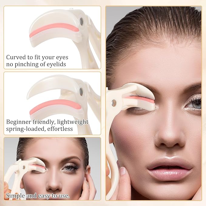 2 Pcs Eyelash Curler, Lash Curler, Quick Natural Curl in 5 Seconds, Comfortable Grip for Long Lasting Curls, White