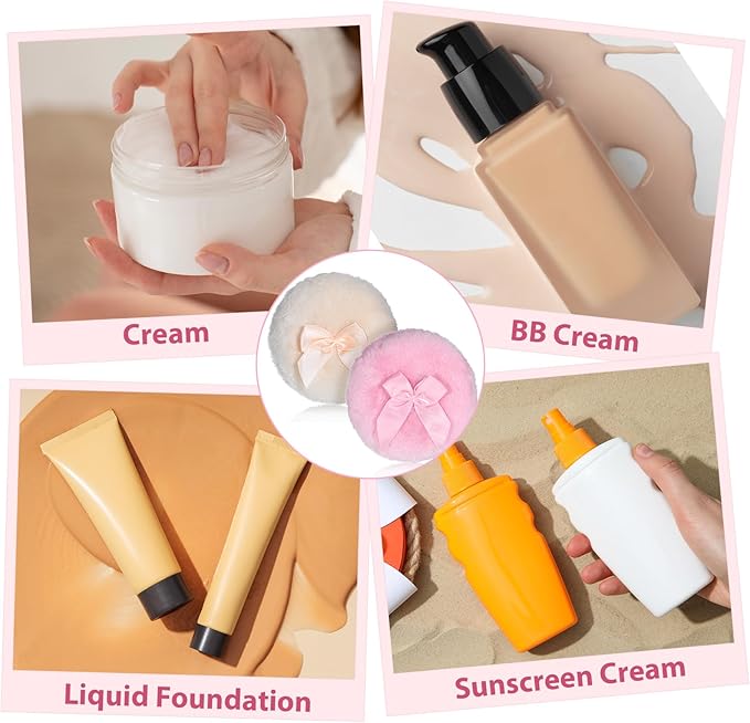 2 Pcs Large Fluffy Powder Puffs, 3.4 Inch Soft Body Powder Puff Washable Reusable Dusting Big Fluffy Puff for Wet Dry Makeup Face Body