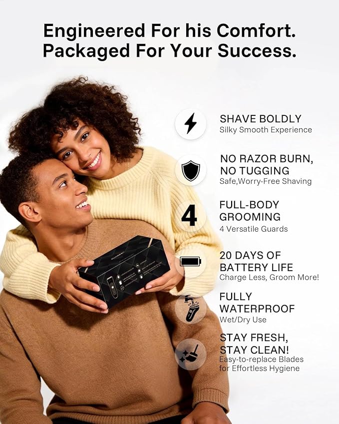 MANSPOT Manscape Hair Finishing Trimmer for Men, Men's Shaverand Razor (Gold) Valentine's Day Gifts for Him Perfect for Husband Boyfriend, Birthday Gifts for Friends Dad and All Men