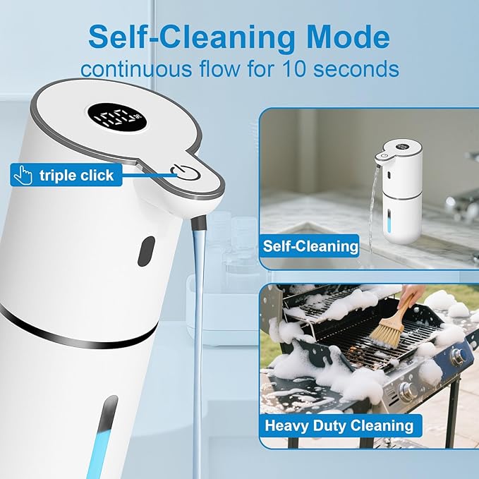 Automatic Liquid Soap Dispenser Touchless, USB Rechargeable Smart Hand Soap Dispenser, 6-Level Adjustable, 12.8oz/380mL Wall Mounted for Bathroom Kitchen Accessories Dish Soap-White