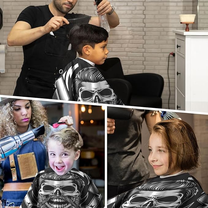 BESTBOMG® Professional Hair Cutting Cape with Neck Duster Brush, Large Size Salon Barber Cape for Men, Women and Kids with Hair Clippers Cleaning Brush