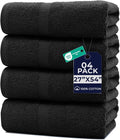DAN RIVER Bath Towels Set of 4, 27 x 54 Inches, 100% Cotton, Larger & Lighter Weight, Quicker to Dry, Super Soft and Absorbent, Ideal Black Bath Towels for Daily Use