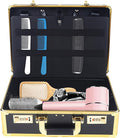 Professional Barber Case, Beauty Salon Barber Case with Code Lock, Hair Stylist Tool Kits Organizer Hairdresser Tool Box for Beauty Salon Makeup Artist (Gold)