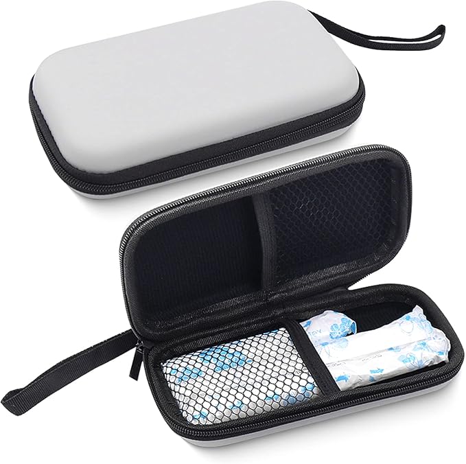Tuciyke Tampon Storage Bag,2 Pack Gray Tampon Holder Bag with Zipper 6.3x3.3x1.2 inches Small Pouch for Feminine Products Portable Period Bags for Women,Ladies