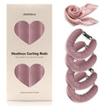 Heatless Hair Curler Set – 4PCS Velvet Overnight Blowout Rods for Heatless Curls, Jumbo Flexible Curling Rods to Sleep In, No Heat Curling Tools for Natural Waves and Curls Rose Pink