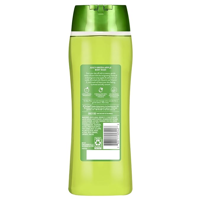 Suave Moisturizing Body Wash, with Juicy Apple and Vitamin E Extract, No Parabens, No Phtahaltes, 18 Oz Pack of 6