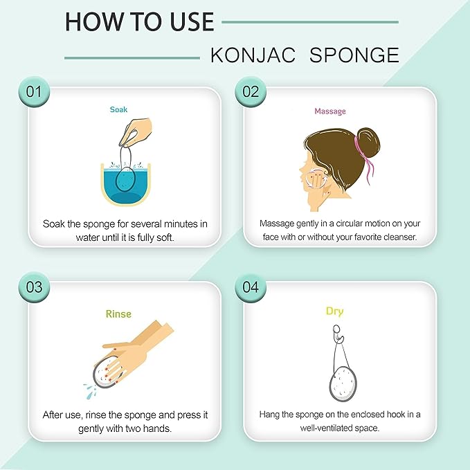pureSOL Golden Turmeric Konjac Sponges - Activated Charcoal - Facial Sponge, 100% Natural Sponge - Ideal for Acne, Exfoliating