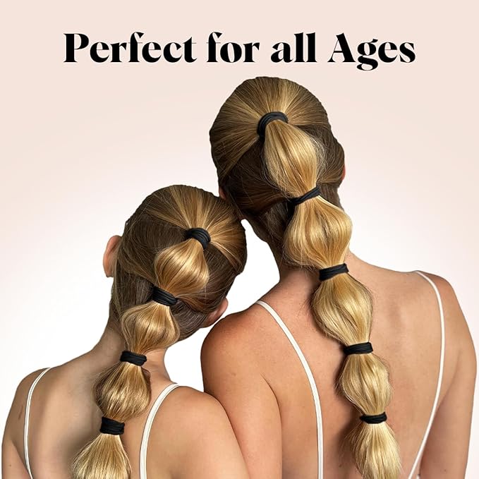 Kitsch Nylon Hair Ties No Damage - Stretchable Hair Bands for Strong All-Day Hold, Ponytail Holders | Hair Accessories for Girls | Ideal Gifts for Women - Black, 20 Pcs