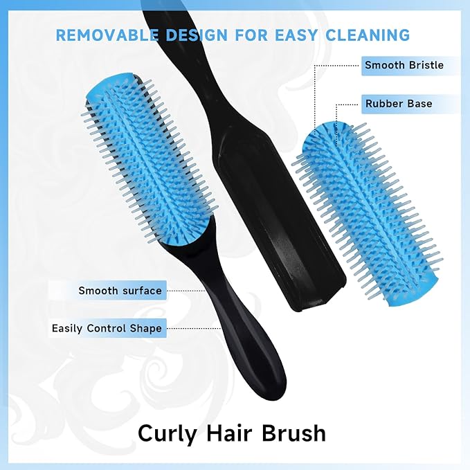 11 Pcs Hair Brush Set, Detangle Hair Brush And Spray Bottle, 3 Pieces Smooth Hairbrush For Toddlers, Suitable For Wet and Dry Hairstyles, Suitable For Adults And Children.(Blue)