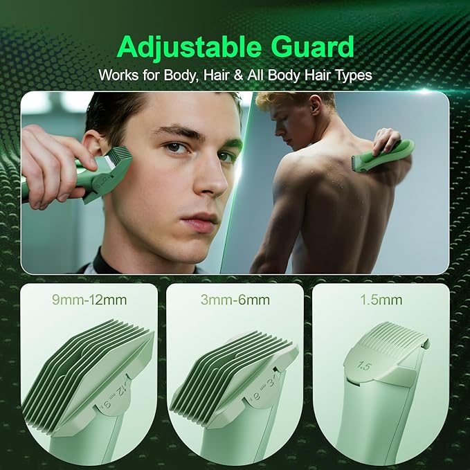 Body Hair Trimmer Shavers for Men, Groin Hair Trimmer with Ceramic Blade, Wet & Dry Use Eelectric Shaver, Waterproof Manscaper with LED Light mnfor Pubic Area, Chest, Legs & Bikini