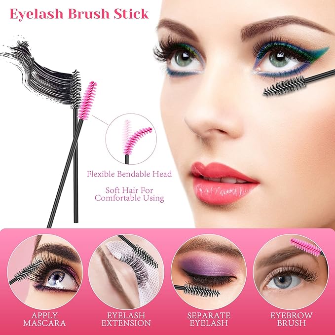 Shynek Makeup Mixing Tray with Disposable Accessories Kit - Mascara Wands, Lip Applicators, Hair Clips & Organizer Box