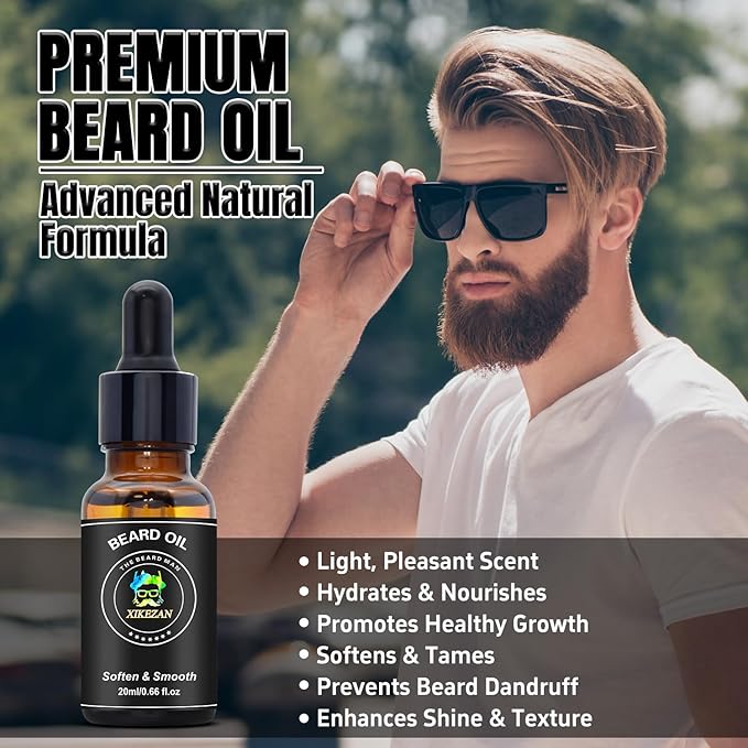 Beard Straightener for Men w/Beard Oil, Balm, Comb & E-Book for All Beard Type,w/Dual Voltage Travel-Friendly,Auto Shut-Off,Anti-Scald Feature Heated Straightening Brush Kit,Unique Gifts for Men Him