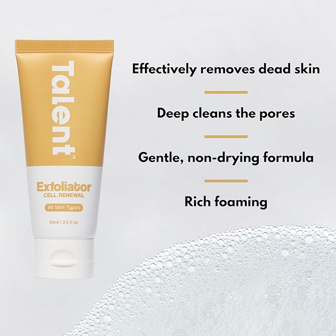 Talent Men's Cell Renewal Exfoliator – Korean Skincare, EWG Verified, Fragrance-Free Volcanic Rock Face Scrub, All Skin Types, 2 fl oz