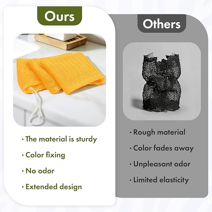African Net Sponge Authentic, 47 inches Exfoliating Body Scrubber, Back Scrubber for Shower, African Bath Sponge with Knots, Durable Loofah Washcloth for Women & Men Daily Use