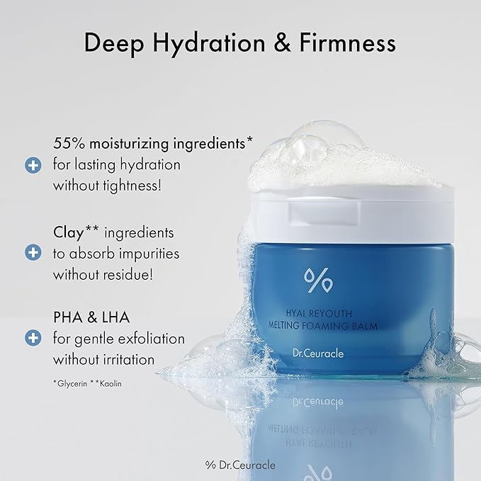Dr.Ceuracle Hyal Reyouth Melting Foaming Balm - Cleansing Balm to Foam with Hyaluronic Acid, Moisturizing Makeup Remover & Wash-Off Mask, Korean Skincare (100 ml / 3.38 fl. oz.)