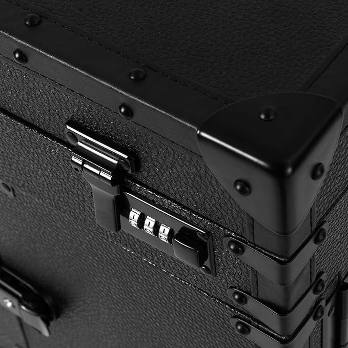 Makeup Train Case, Beauty Salon Luggage, Rolling Lockable Makeup Train Case Hairdressing Trolley Stylist Beauty Salon Cosmetic Luggage Travel Organizer Tool Box with Hair Dryer Holde