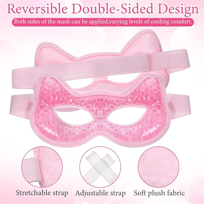 Cooling Eye Mask Gel Bead Eye Packs Hot Cold Compress Reusable Face Mask for Dry Puffy Eyes Puffiness Dark Circles Headaches Sleeping Stress Relief Skin Care Men Women
