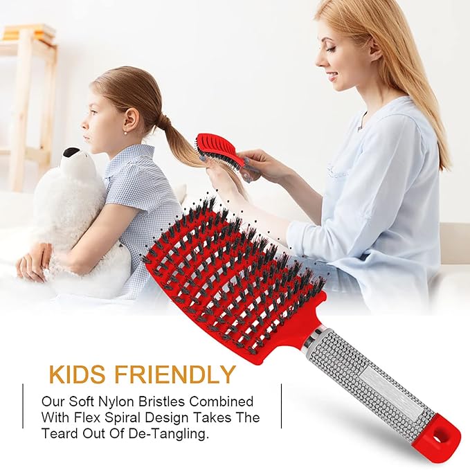 Hairstreaq Detangling Brush, Wet Dry Detangler Hair Brushes, Vented Detangling Brush, Fast Drying Styling Massage Hairbrush for Women & Kids’ Long, Thick, Thin, Curly & Tangled Hair (Gold)