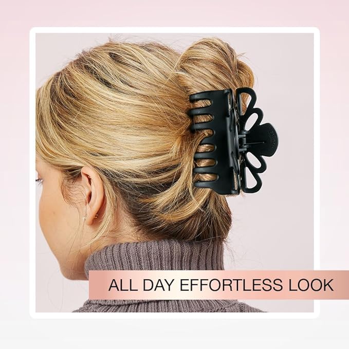 Scunci by Conair claw clips for thick hair - hair accessories for women- claw clip - for all hair types - trendy hair accessories -Black- 1 Count