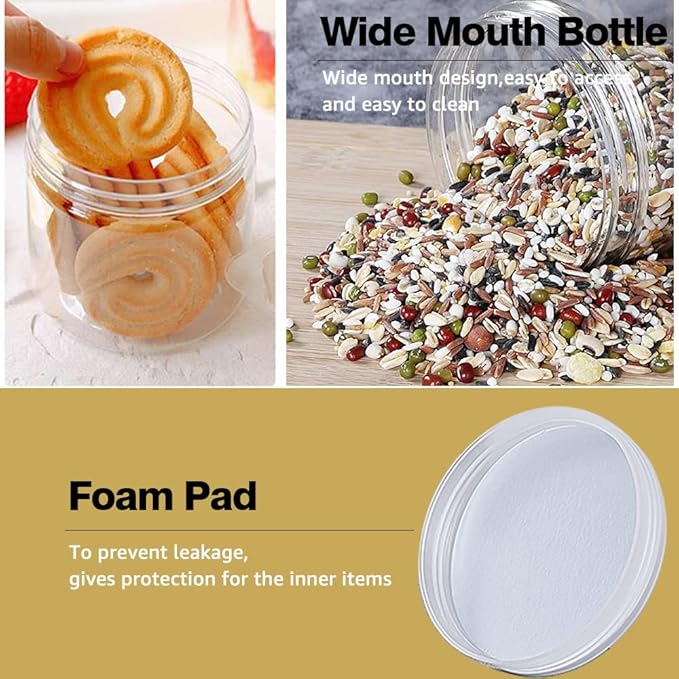 4 oz Clear Small Plastic Containers with Lids + 20g/20ml Small Containers with Lids (Set of 24) Cosmetic Sample Jar Plastic Jars - for Lip Scrub, Body Butters, Cream, Slime, Craft Storage
