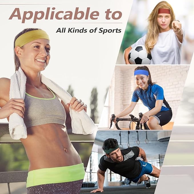 Headbands for Women, Stretchy Non Slip Soft Cotton Cloth Hair Bands for Sports, Workout, Yoga and Running, 7pcs