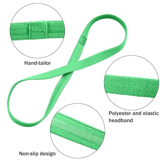 Duufin 20 Pieces Sport Headbands, Thin Non Slip Headband for Women and Girls, Elastic Headbands for Workout, Running, Yoga, Volleyball, Basketball, 1 cm Wide, 42 cm Circumference, 20 Colors