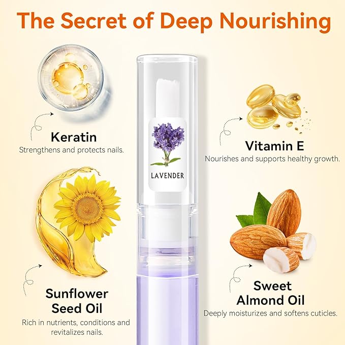 Born Pretty 6Pcs Nail Cuticle Oil Pen,Cuticle Revitalizer Oil Nails Nutrition Oils Repair Nail Care Essential Oils,Nail Art Treatment Softening Pen Tool Nails Moist Nail Strengthener