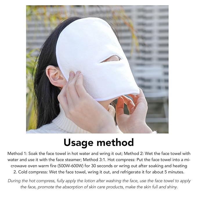 Sonew Hot Compress Face Towel Masks, Reusable Steamer Towel, Steamer Towel Mask Skin Care Spa Towel Mask, for Home Beauty Salon, 4Pcs