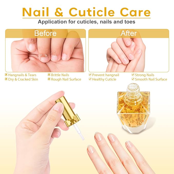 JIASHENG Cuticle Oil, Scented Cuticle Nail Oil Infused with Real Flowers, Hydrates, Moisturizes, Strengthens, Repairs, Revitalizing Cuticle Oils for Nails Damage Dry Cuticle, Brownie, 12ml