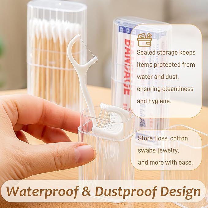 7 Pcs Travel Cotton Swab Holders – Mini Dustproof Swab Cases for Makeup, Cotton Balls, Floss, Hair Ties & Small Cosmetic Storage