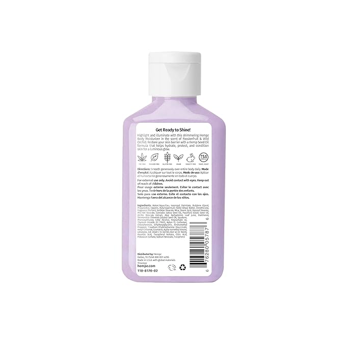 Hempz NEW Mini Star Dust Body Lotion, Iridescent Glow Shimmer, Passionfruit and Wild Orchid, Hydrating and Nourishing Moisturizer, 2.25 fl.oz. (Pack of 2)