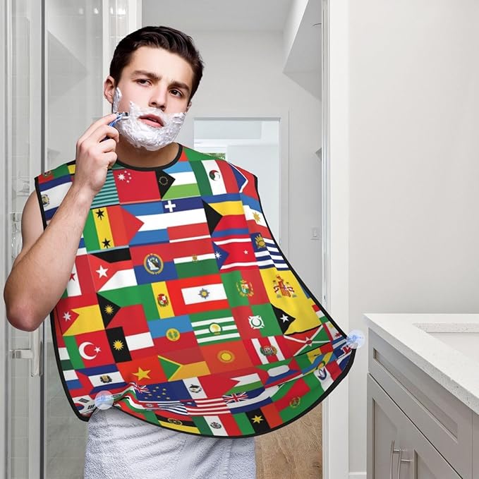 Men's Beard Maintenance Apron, Waterproof & Easy Clean, World of Flag