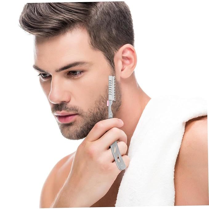 FRCOLOR Stainless Steel Manual Razor Shaver for Men Vintage Folding Straight Razor Beard Shaving Tool Eyebrow Shaping Haircut