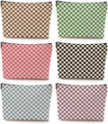 6 Pcs Checkered Makeup Bags Make up Bag Cosmetic Bags for Women Girls Sister Mom Teacher Graduation Christmas Birthday Travel Toiletry Bag Aesthetic Zipper Organizer Accessories, Cute Retro Plaid