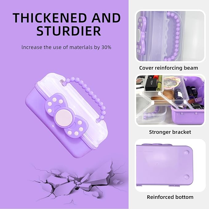 10.6in 3-Layer Multipurpose Storage Box Art Craft Organizer Storage Box Kids Clear Plastic Portable Storage Box/Tool Box with Handle for Sewing,Cosmetic,Medicine,Nail,Hair Accessories