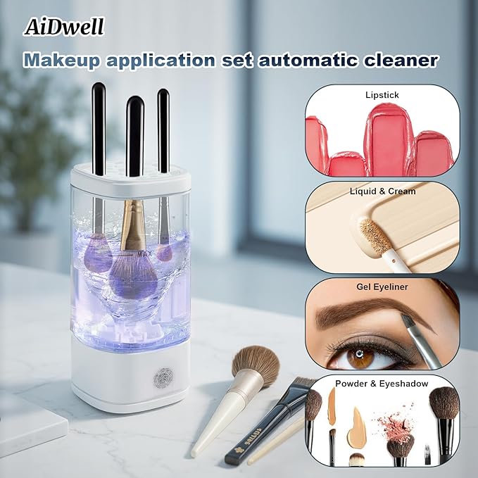 3 in 1 Electric Makeup Brush Cleaner Machine with Dryer, Automatic Brushes Cleaner Tool Deep Cleaning for All Size Beauty Makeup Brush Set, Sponges, Blush Brush