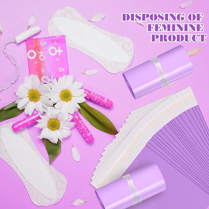 Fulmoon 300pcs Sanitary Napkin Disposal Bag Disposable Sanitary Bag Personal Care Disposal for Tampons Trash Bags period Tampon Bags for Women Privacy Handling Sack Diaper Sack(Purple)