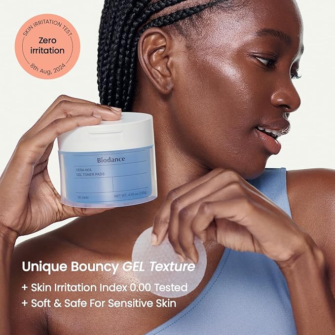 Biodance Cera-NOL Gel Toner Pads, Deep Hydrating & Soothing Toner Pads for Sensitive Skin, Redness Reducing, Mositurizing, Pre-Soaked Pads, Korean Skin Careㅣ4.93 fl.oz.(140g)*60Pads