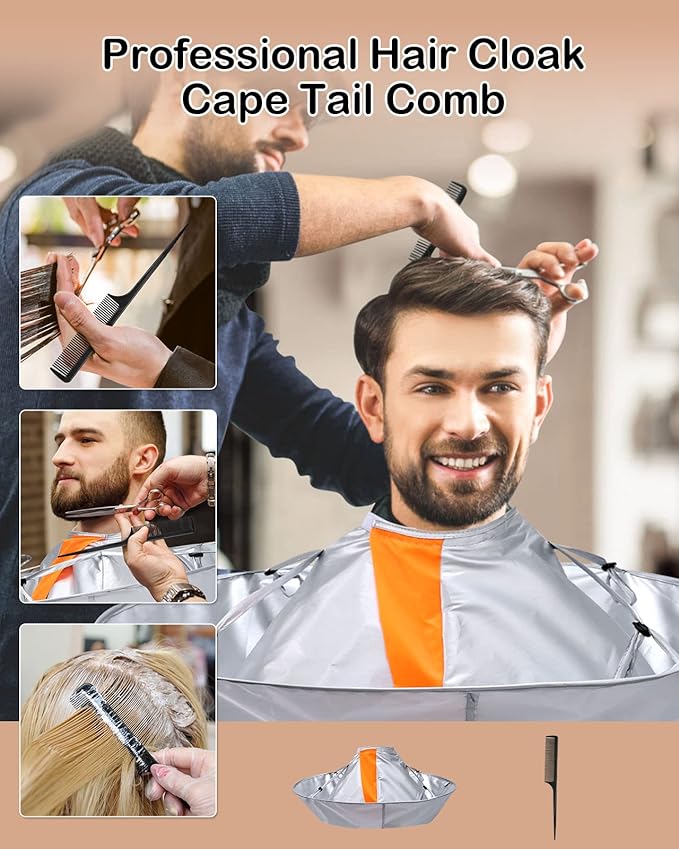 Lictin Hair Cutting Cape - Haircut Cape Umbrella Waterproof Hair Cloak Barber Cape Foldable Hairdressing Umbrella Cape Apron with 1PCS Black Comb