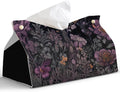 Black Floral Leather Tissue Box Cover Rectangle,Spring Flower Toilet Paper Box Holder,Cottagecore Decorative Facial Paper Case for Farmhouse Living Room Bathroom Kitchen Office,9.8x5.9x5.9