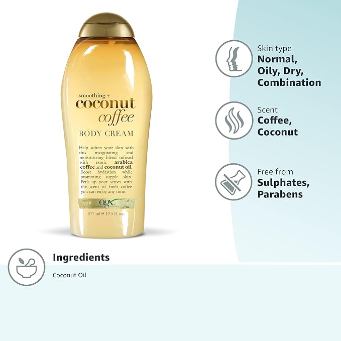 OGX Smoothing + Coconut Coffee Body Cream 19.5 oz (Pack of 3)