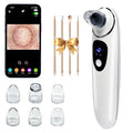 2026 Pore Vacuum with Camerafor, USB Rechargeable Blackhead Remover Vacuum,3 Levels Adjustable Pore Vacuum Blackhead Remover, 6 Suction Heads,Face Vacuum Pore Cleanser for Women & Men-White