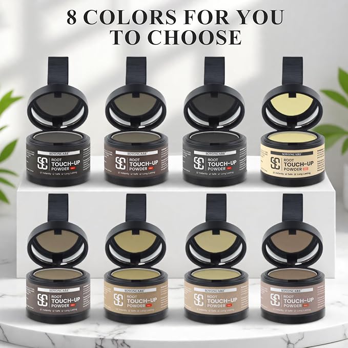 Root Touch Up Powder for Women - SOVONCARE Wet Hairline Powder to Cover Gray Hair, Thinning Hair & Bald Spots, Waterproof Hair Color Cover Up（Dark Brown 0.14 Oz）