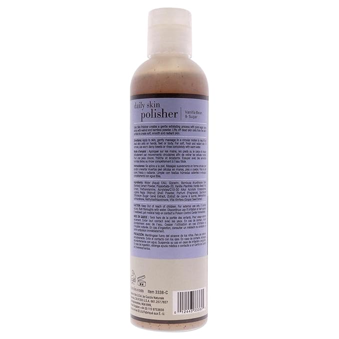 Cuccio Naturale Daily Skin Body Polisher - Soothes And Softens Your Skin - Gentle Exfoliation Process - Lifts Dead Cells From The Skin’s Surface - Radiant Skin - Vanilla Bean And Sugar - 8 Oz