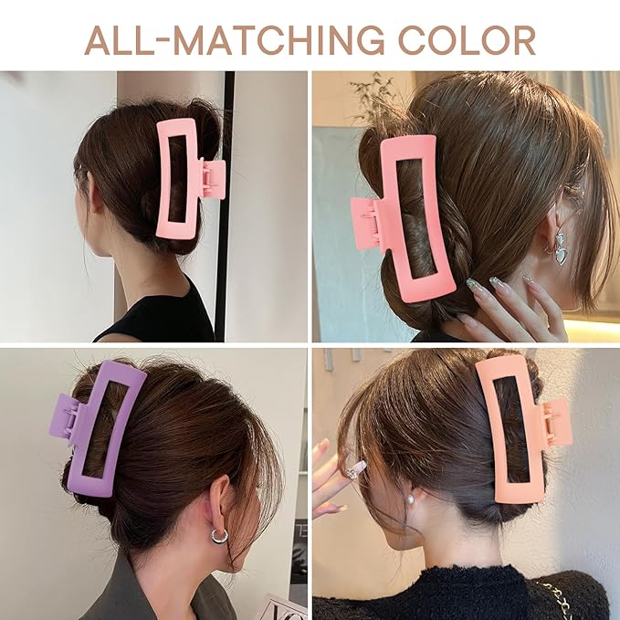 4 Pack Extra Large Matte Non-Slip Jumbo Claw Clips for Long Curly Hair - Hair Accessories for Women and Girls
