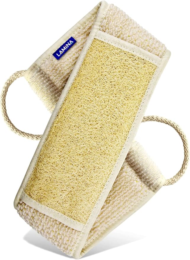 Veteran Textile%100 Natural-Organic, Loofah Sponge, Body Scrubber, Back Washer, Back Strap, Shower Bathing with Loofah beds, All-Round Cleaning, Body Care [ Lamina ] (Double-Sided Bath Mini)