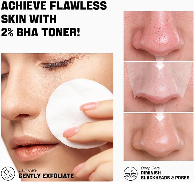 ZealSea Salicylic Acid Toner, Blackhead Remover, BHA Liquid Exfoliant (CICA, 3.38OZ, Travel Size), Pore Minimizer for Face, Gentle Alcohol Free BHA Toner for All Skin with Niacinamide, Redness Relief