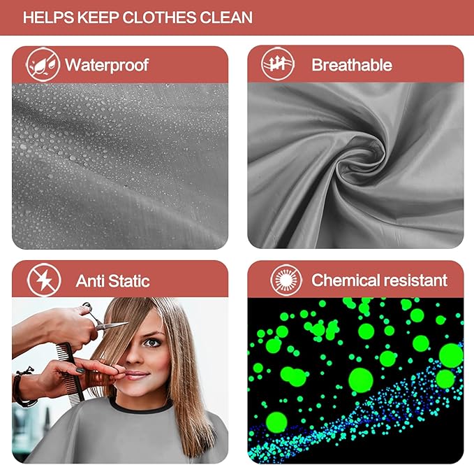 Short Barber Cape, Waterproof Nylon Salon Hair Cutting Cape, Makeup Artist Cape for Hair Dye, Comb-out, Styling, Shampoo