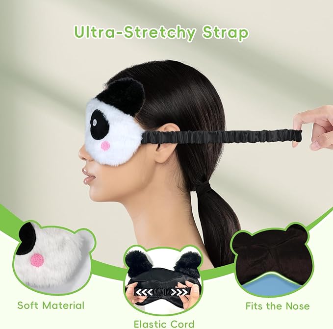 Cooling Eye Mask and Plush Sleep Mask for Woman 2PCS, Cute Animal Sleeping Mask Soft Blindfold Cold Warm Eye Compress Gifting for Home Spa, Office, Morning Refreshment, Travel