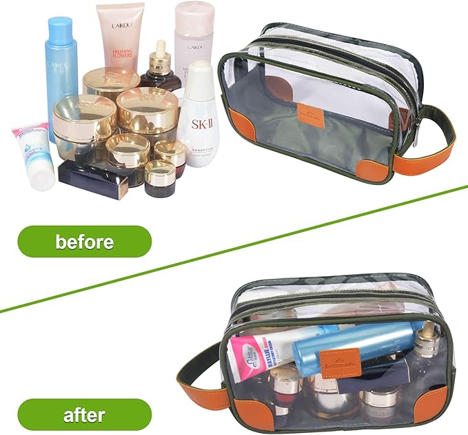 Lermende Toiletry Bag, Clear Shaving Dopp Kit for Men Travel Toiletry Bag with Hand Strap Unisex Bathroom Toiletries Organiser